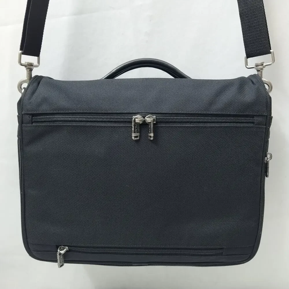 Tumi FXT Ballistic Black Nylon Pushlock Briefcase Messenger Laptop Bag